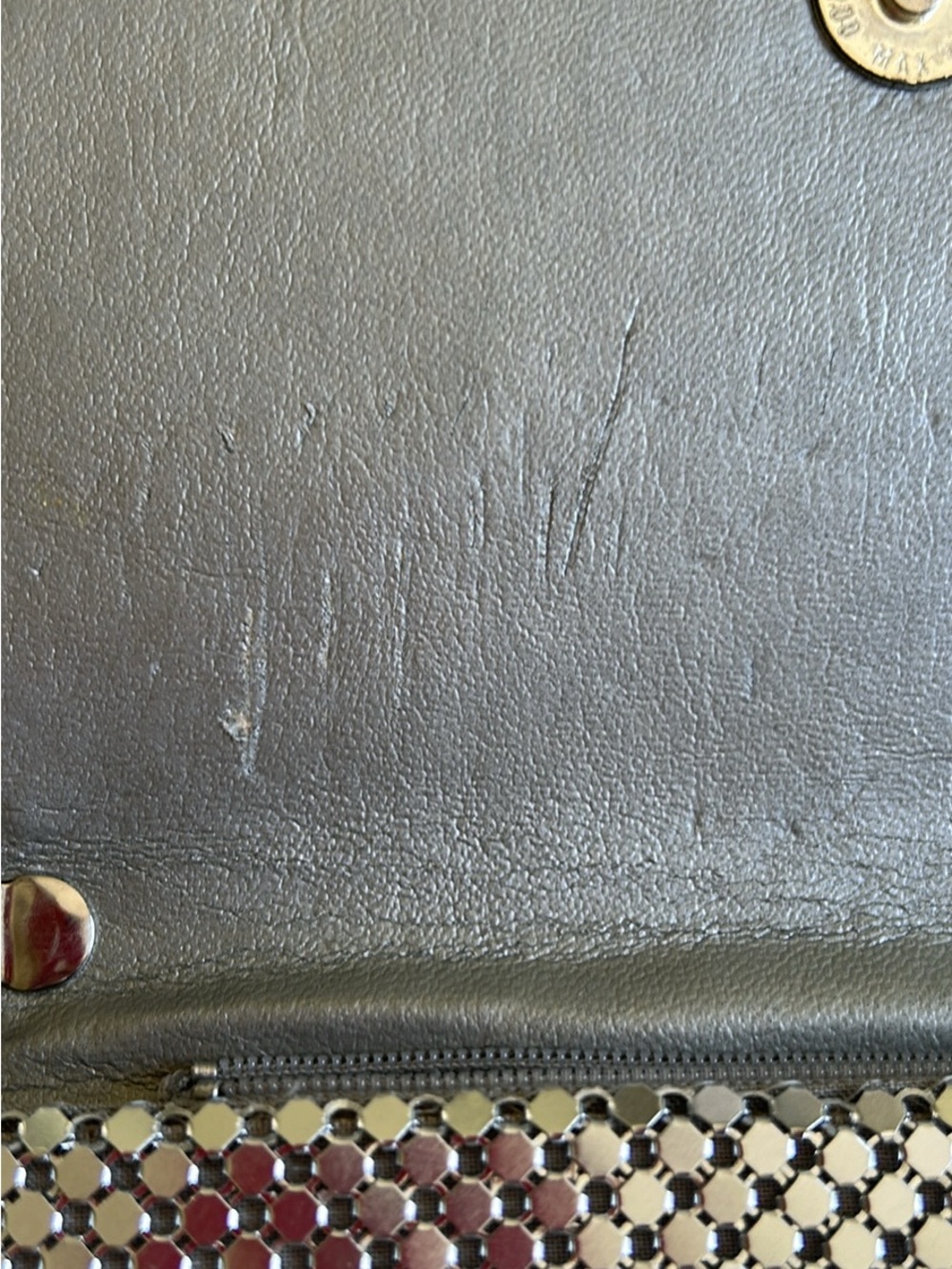 Metallic Silver Mesh Evening Clutch with Chain Strap - Picture 8 of 8